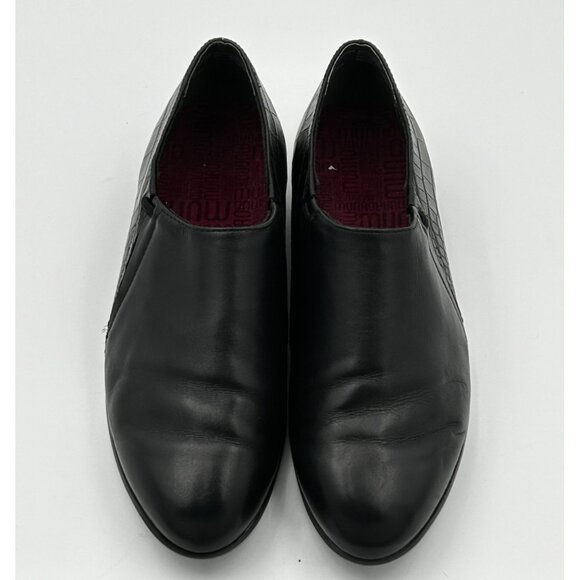 Munro Marteen Black Leather Croc Embossed Slip-On Loafers Women’s 9WW Comfort - Picture 5 of 15